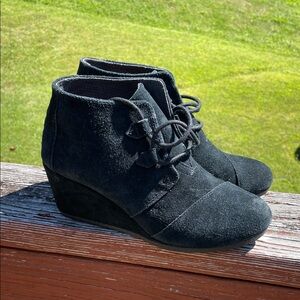Toms Black Suede Ankle Booties